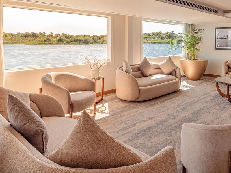 The lounge on the Sonesta Star Goddess Cruise.